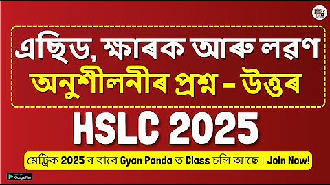 Class 10 Science Chapter 2 Acids, Bases and Salts Questions and Answers - SEBA - HSLC 2025