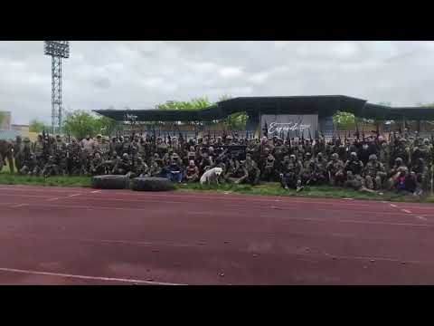 Footage Of The Espanyol Battalion From The Stadium In Mariupol Performing The Katyusha Song