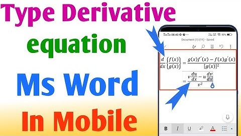 derivative equation type ms word in mobile | How to type maths equation in mobile |