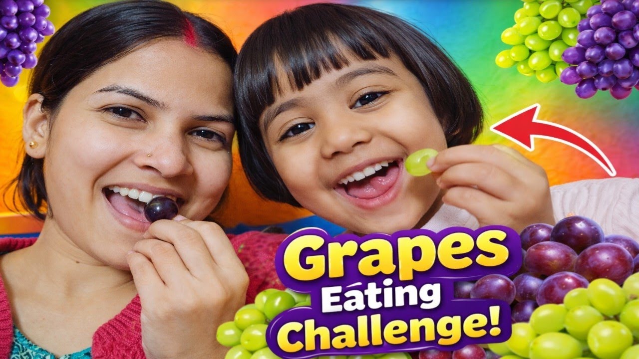 Cute Baby Fruit Eating Challenge | Grapes Eating Challenge With Mom | Fruit Challenge Video | Funny