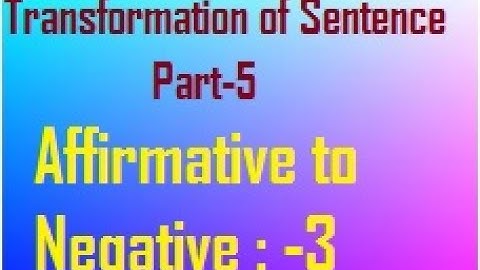 Transformation of Sentences : Part 5  : Affirmative to Negative -2 HD.