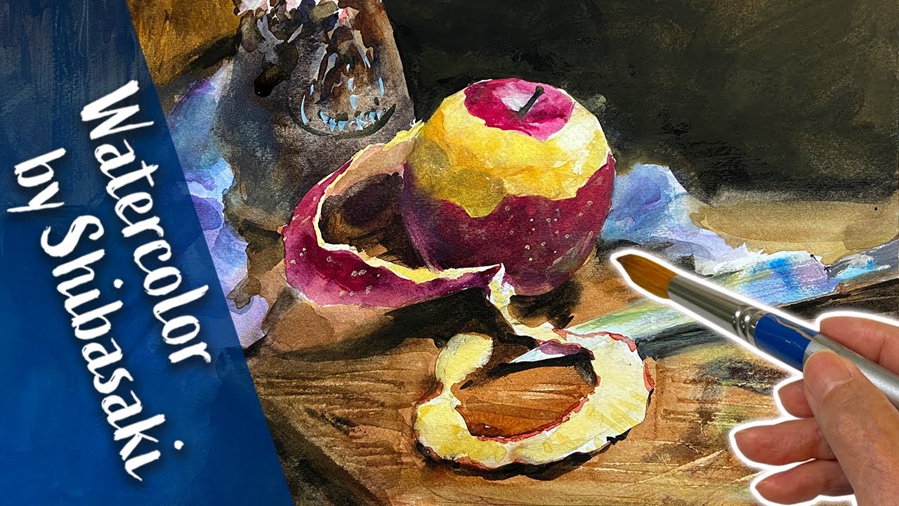 [Eng sub] How to paint a still life of apple in watercolor / painting demo