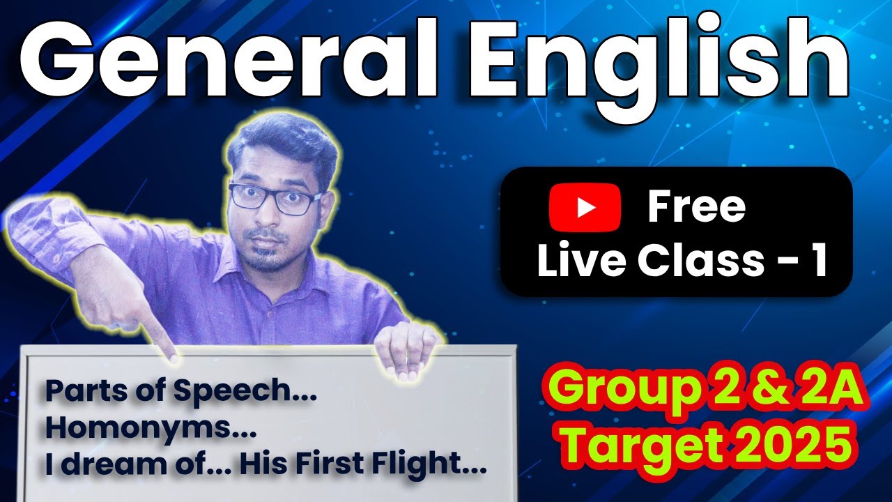 TNPSC Group 2 & 2A English 🔥 | Free Live Class - 1 | Parts of Speech ...