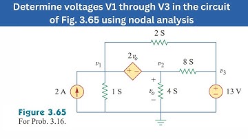 Prob 3.16 | Determine voltages V1 through V3 in the circuit of Fig. 3.65 | FEC 4th Edition