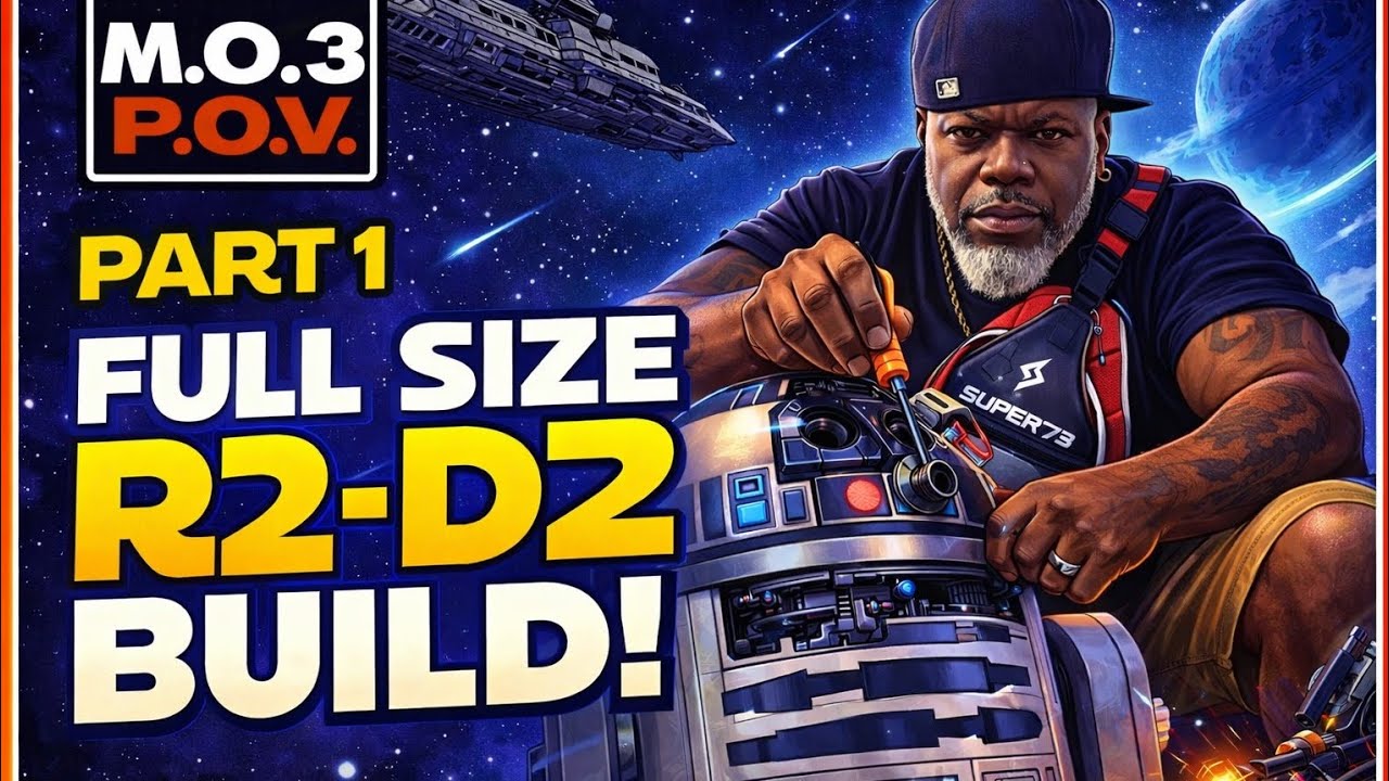 Точно воспроизведенная с 3D-принтера модель R2-D2, напоминающая полноразмерный киноэкран.