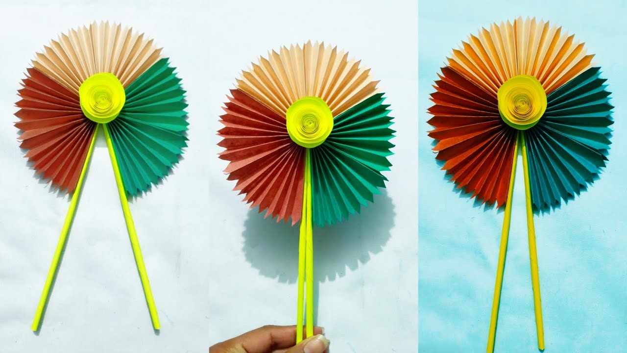 Paper Fan Flower | Paper Folding Hand Fan| Paper Craft origami |Paper fan 