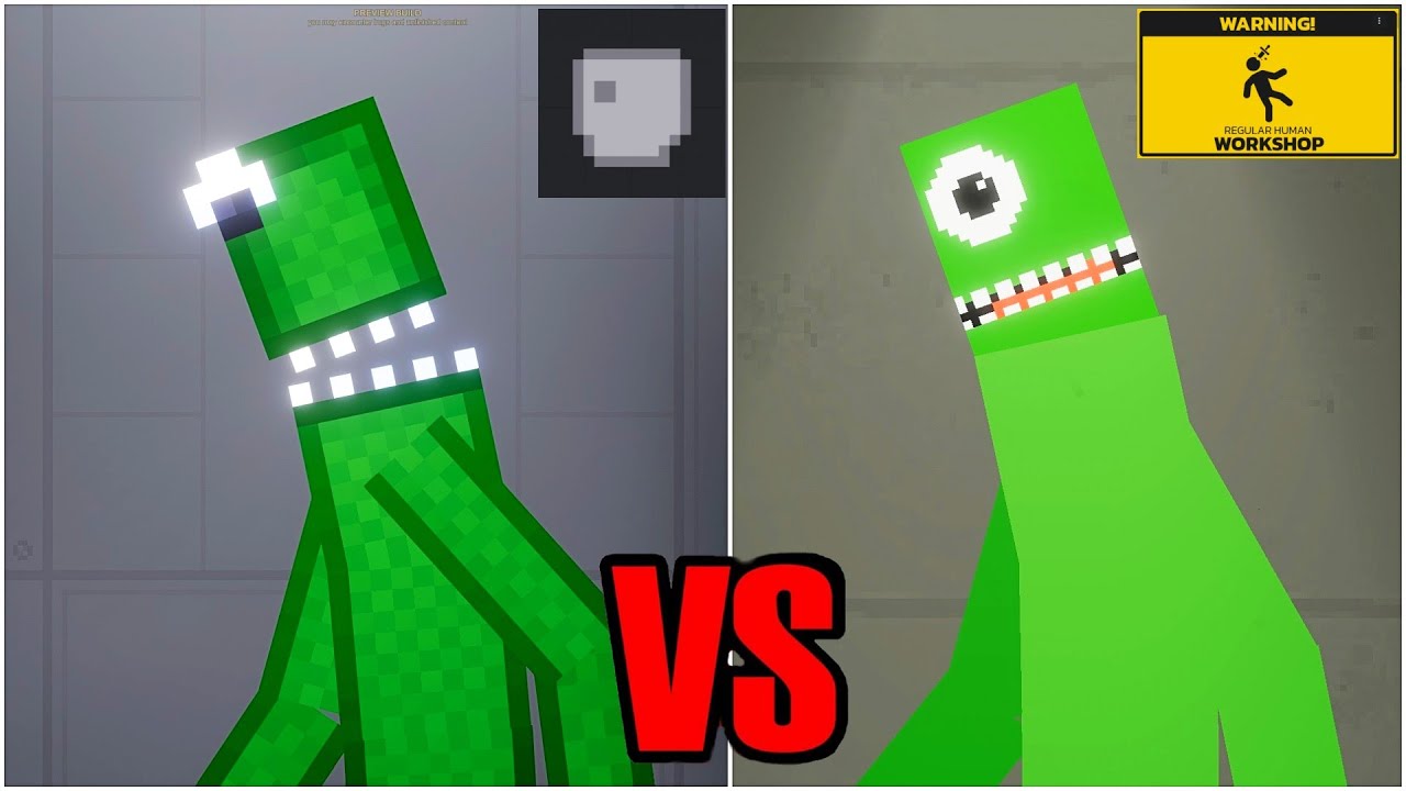 Green Roblox Rainbow Friends People Playground vs Green Regular Human Workshop - Which is better ?