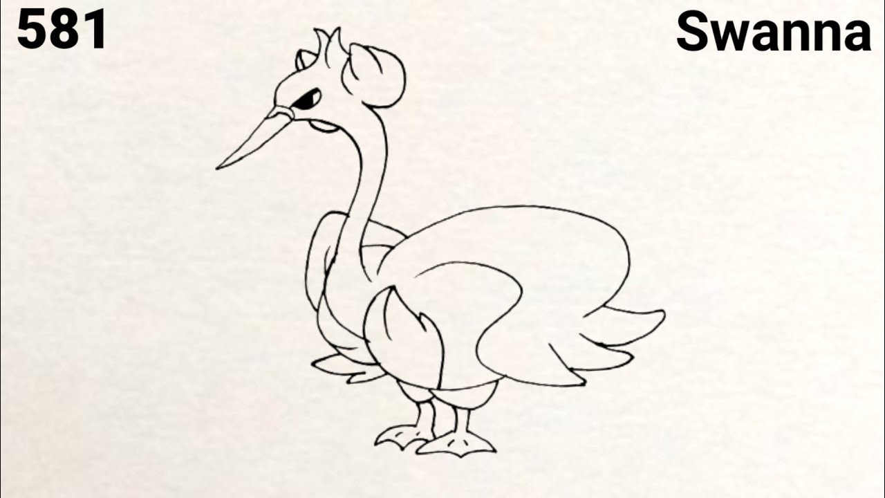 How to draw Swanna From Pokémon | Pokemon Drawing 581