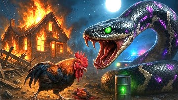 Brave Heroes Battle to Rescue  Rooster from Giant Python Attack 🐍🔥