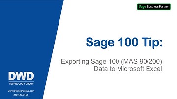 Exporting Sage 100 (MAS 90/200) Data to Microsoft Excel