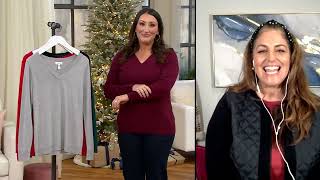 Denim & Co. Crossover V-Neck Long Sleeve Pullover Sweater on QVC