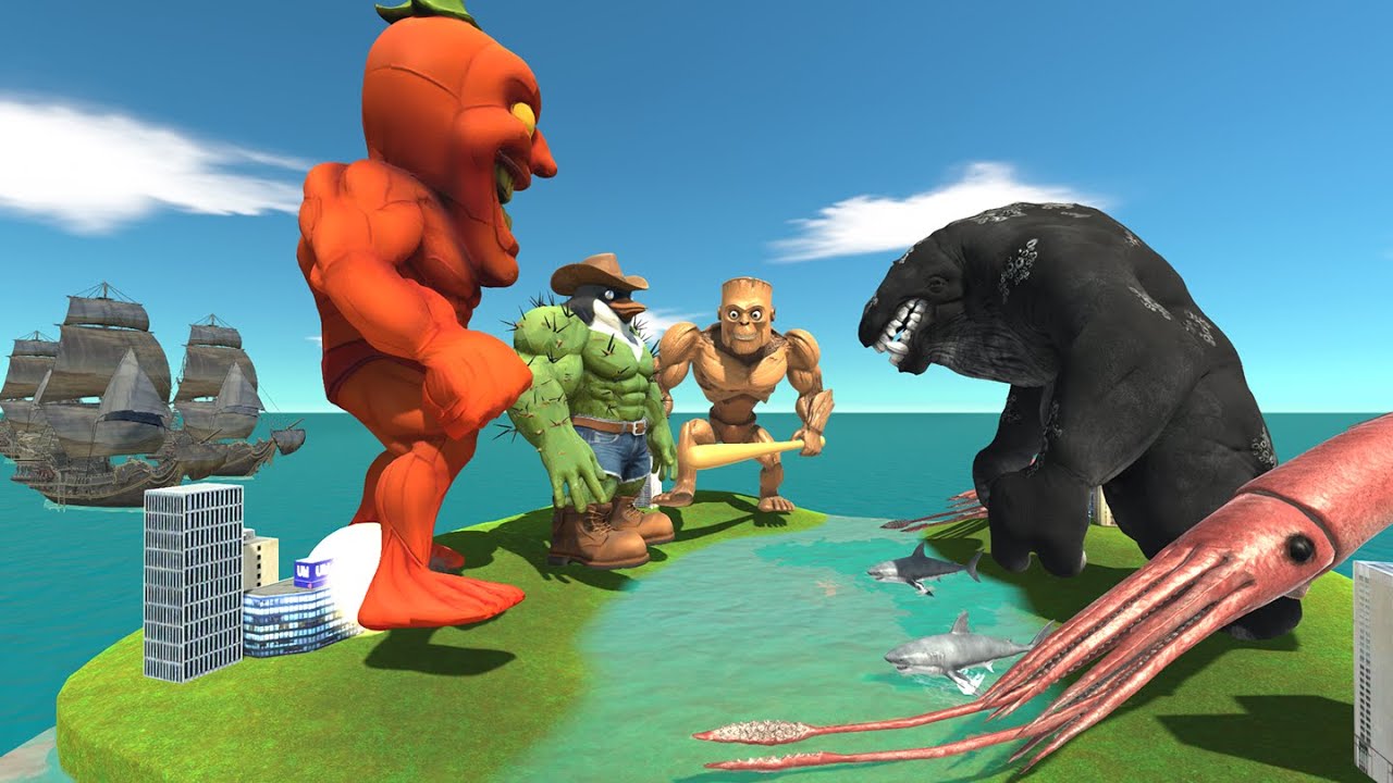 Brainrot Animals Memes leru leru leru le penguin Team VS Evolution Whale Team in ARBS