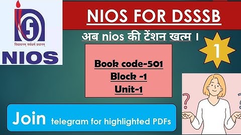 NIOS for DSSSB prt  501 block -1  unit-1 complete