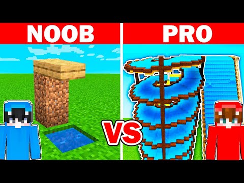 Minecraft NOOB vs PRO: PARQUE ACUÁTICO GIGANTE en RETO DE CONSTRUCCIÓN