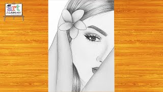 رسم كيوت و سهل جدا | تعليم رسم بالرصاص : تعلم رسم وجه بنت كيوووت للمبتدئين | رسم بنات