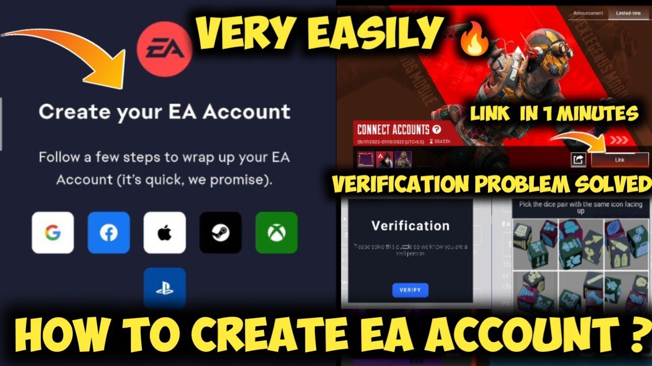 How To Create EA Account | Create EA Account In 1 Minutes | Link EA Account In Apex Legends ...