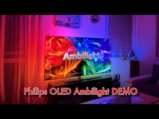Philips 65OLED807 Ambilight tv + 5 HUE LED Lights DEMO (2022-2023) 4K UHD 