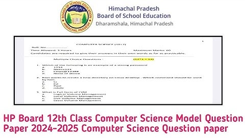 HP Board 12th Class Computer Science Model Question Paper 2024-2025 |Computer Science Question paper