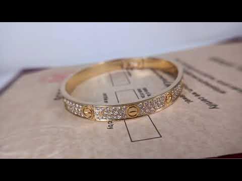 Louis Vuitton Empreinte Bangle, Yellow Gold and Pave Diamonds Gold. Size M