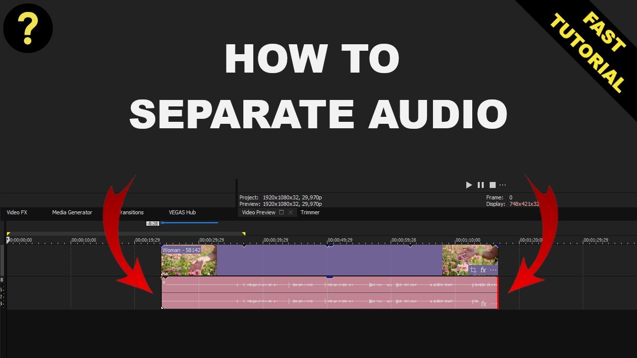 Vegas Pro How to seperate/split/delete/audio in Vegas Pro (fast