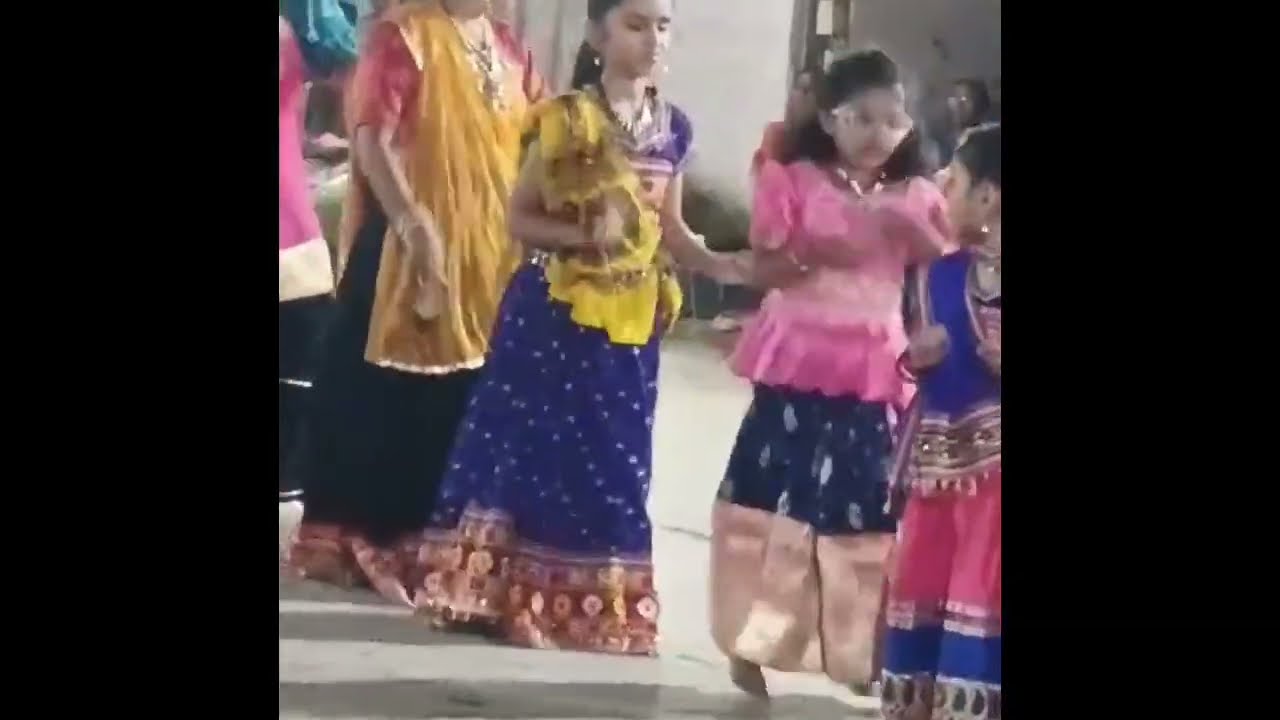 Little Girls Do Garba in Gujarat India 