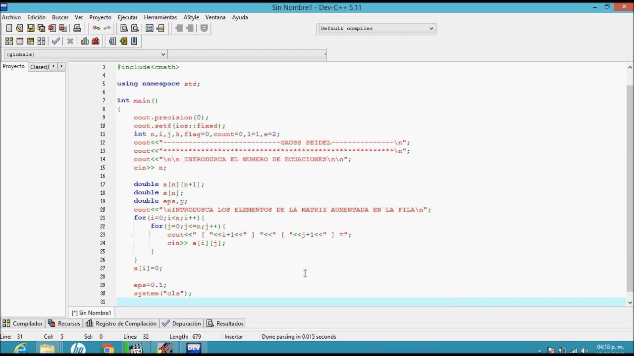 Metodo Gauss Seidel c++ - YouTube