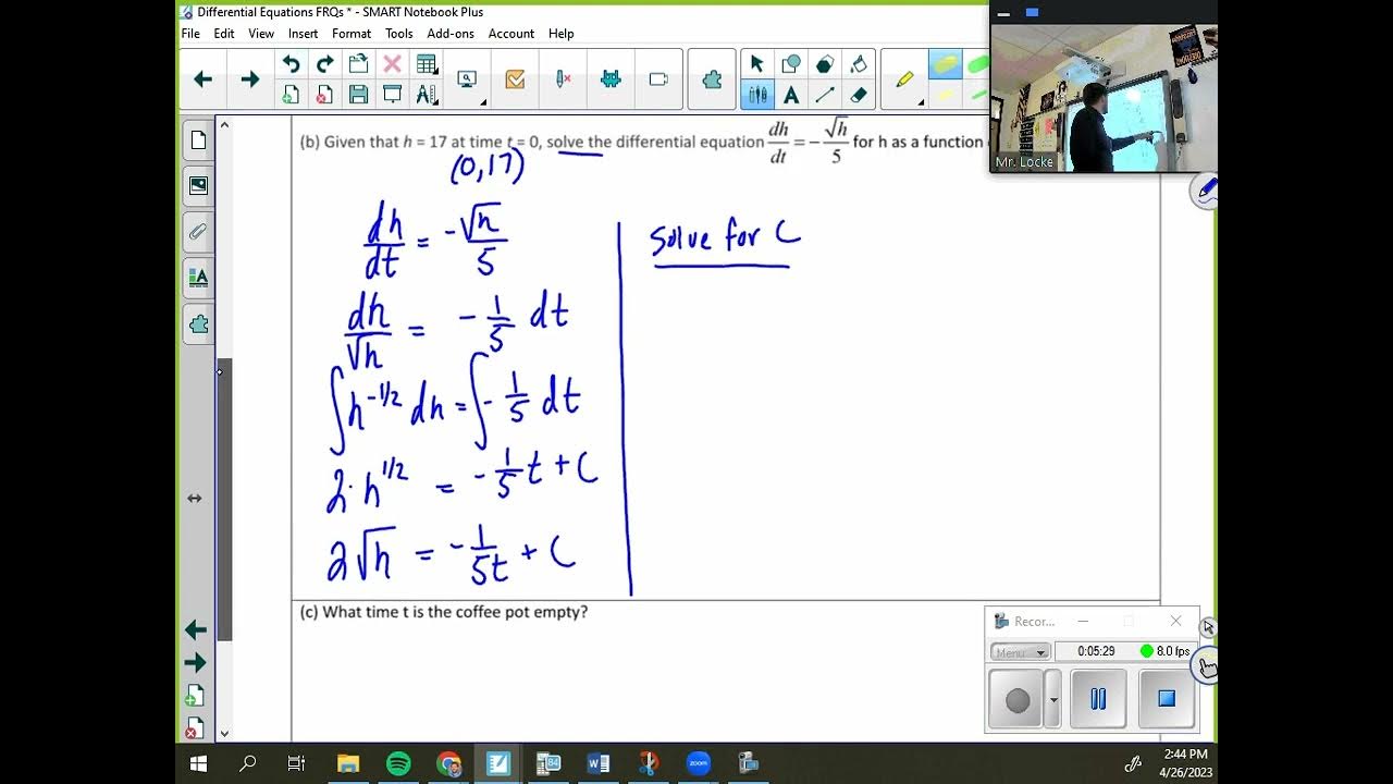 Differential Equation FRQ YouTube