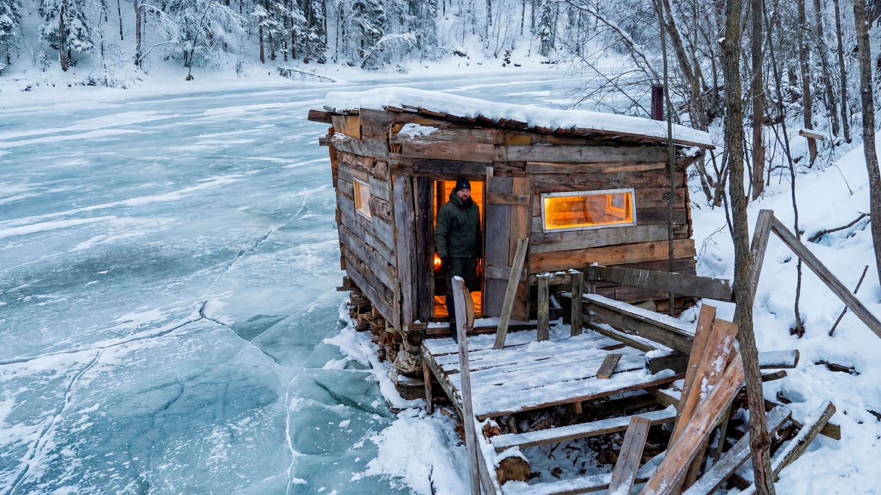 Cold Outside, Warm Inside | Cabin Night by the Ice River