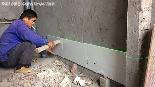How To Install Wall Ceramic Tiles Bathroom Exactly - Use A Laser Balance