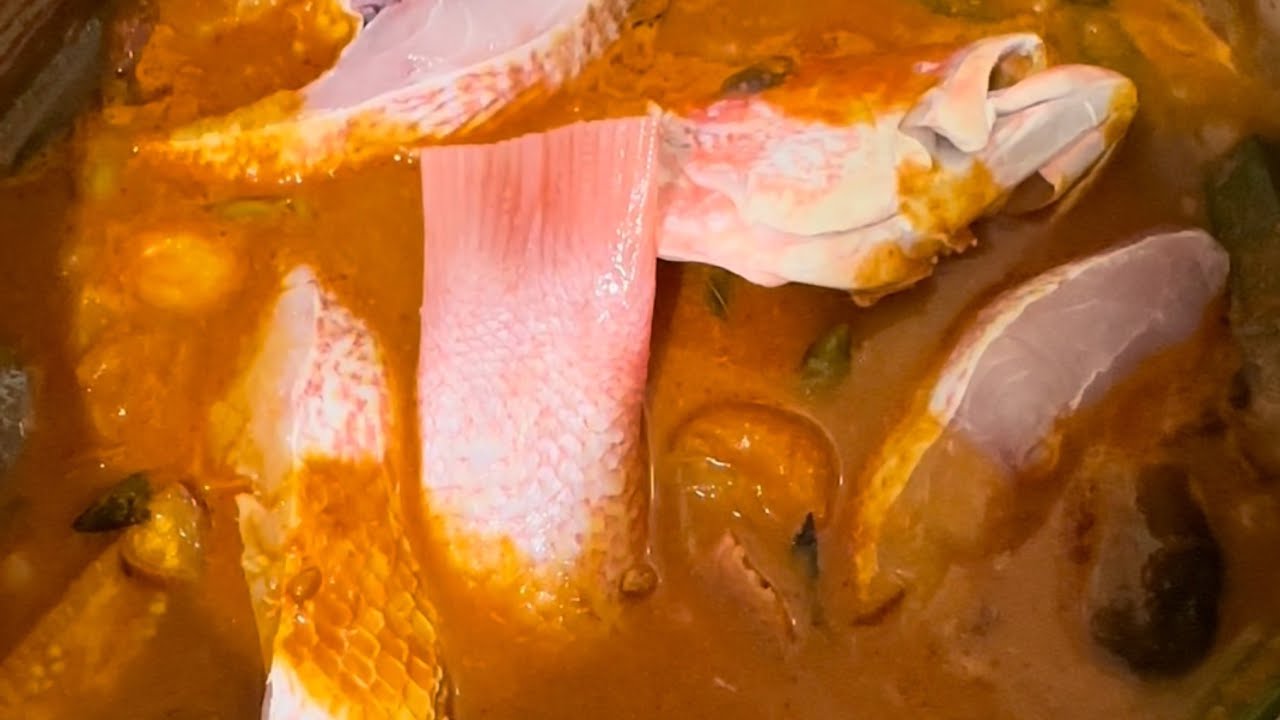Red Snapper Fish curry with brinjals, mango, lady finger
