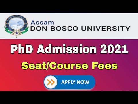 PhD Admission 2021 || Assam Don Bosco University || Seat || Course Fee || Online Apply