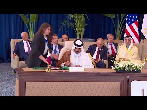 مراسم توقيع وثيقة بشأن الاتفاق بين إسرائيل وحماس