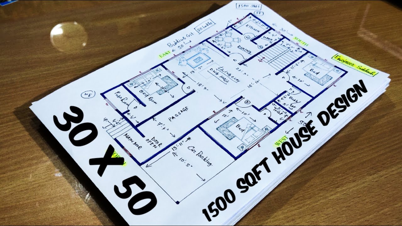 30 x 50 square feet house plan II 30*50 north face house