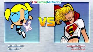 Bubbles The Powerpuff Girl And Homer Simpson Vs Supergirl And Beerus In A Mugen Match Battle