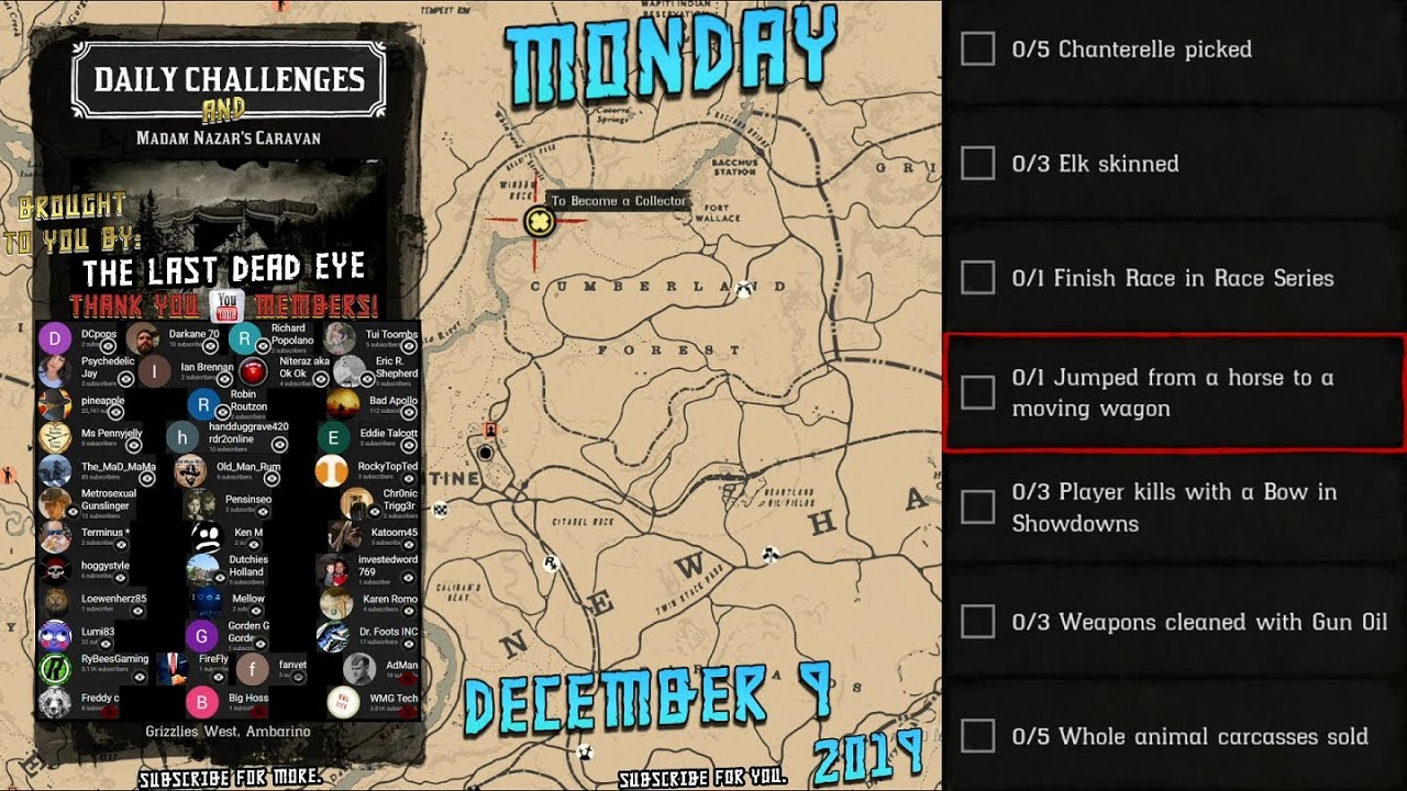 Role + Daily Challenges Madam Nazar Chanterelle Elk Locations RDR2 Red