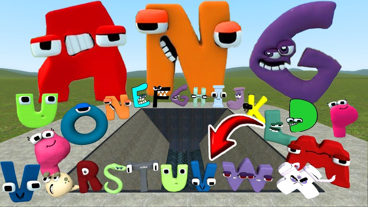 DESTROY ALL 3D ALPHABET LORE FAMILY in GIANT SHREDDER Garry's Mod