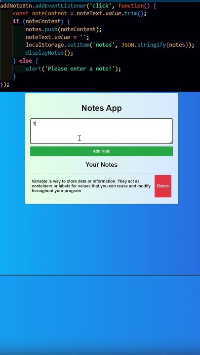 Day 26/99: New Add Notes App using Javascript CSS HTML #coding # ...