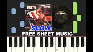 "BURNING HEART" Survivor, Rocky IV, 1985, SLOW Piano Tutorial with Free Sheet Music (pdf) screenshot 2