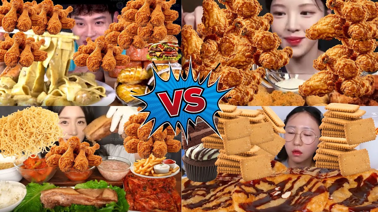 FRIED CHICKEN VS SWEET DESSERTS 🔥 Crispy Chicken, Noodles & Cake Mukbang | Yummy Dash 365