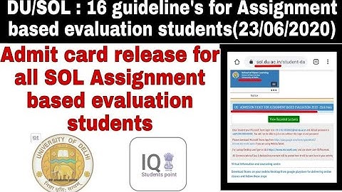 SOL Admit card downloading process & 16 Guideline