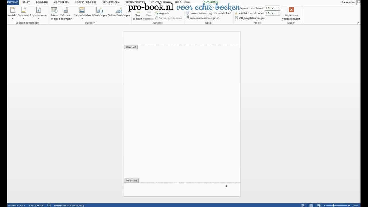 Boek Opmaken In Word: 2 Paginanummering - Youtube