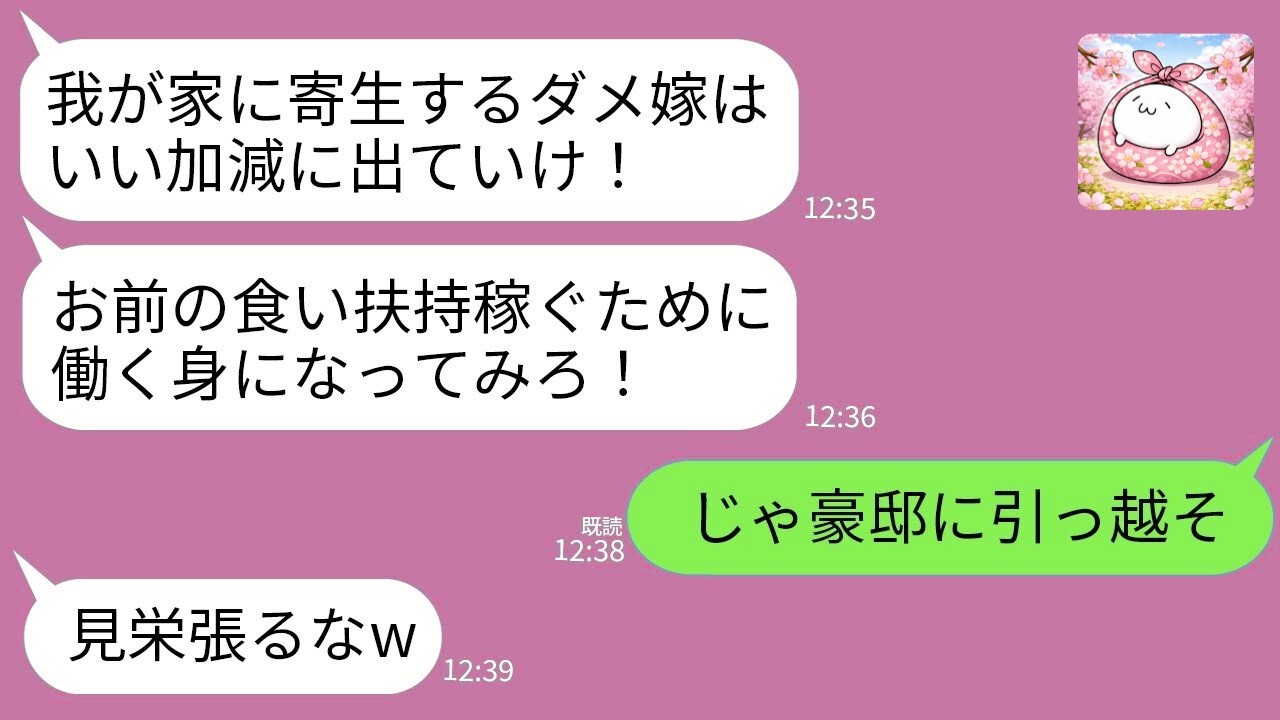 【LINE】義家族8人を養ってると知らず私に塩をぶっかけた姑「寄生虫は出ていけw」→姑だけ残して向かいの豪邸に引っ越した結果www
