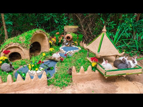 Rescue Abandoned Rabbit And Build the Rabbit Hut with Rabbit Playground Yard