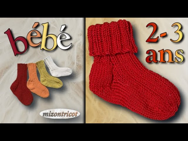 Chaussettes bébé en laine Simple fait main (0-3 mois) COULEUR Rouge