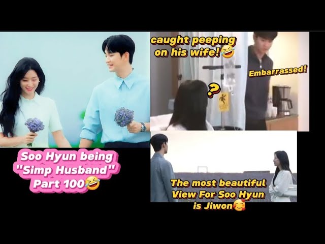 Staring at Jiwon silently is Soo Hyun's hobby!😹😽 #kimsoohyun #kimjiwon #queenoftearskdrama class=