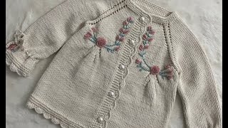 Bahar Dalı Fırfırlı Kız Bebek Hırka Yapılışıbaby Cardigan