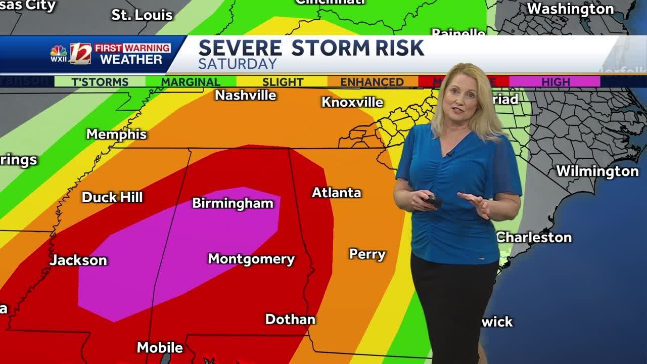 North Carolina rain and severe storm risk this weekend, gusty winds ...