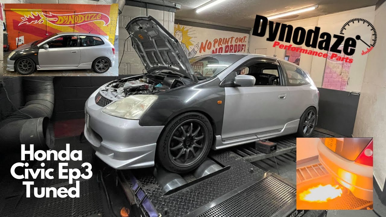 Honda Civic Ep3 TypeR K20 Custom Tuned on Rolling Road Flame Thrower