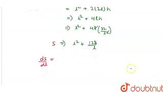 A rectangular box open at the top is to have volume 32 cubic feet.Find its dimensions if the tot...