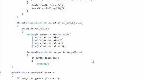 XNA 4 Course I Ch 14 09 Array Projectile Array Burger Collisions